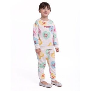 Sweethearts Candies Conversation Hearts Crewneck & Jogger 2 Piece Set, Size 3T